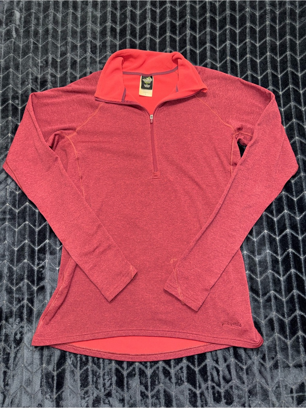 Patagonia Women's Base Layer Capilene Expedition Zip-Neck Pullover Red Sz L VTG
